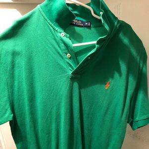 Polo RL green knit polo w orange horse medium